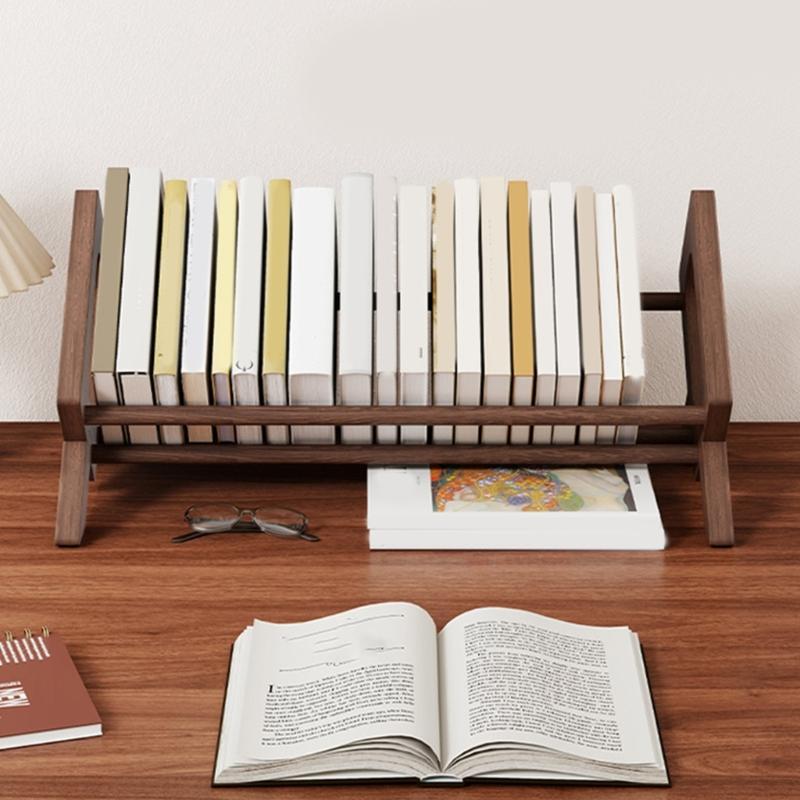 Holz-Schreibtisch-Bücherregal Zeitschriftenständer Tischplatten-Bücherregal Schräg gestelltes Bücherregal für Wohnzimmer Home Office