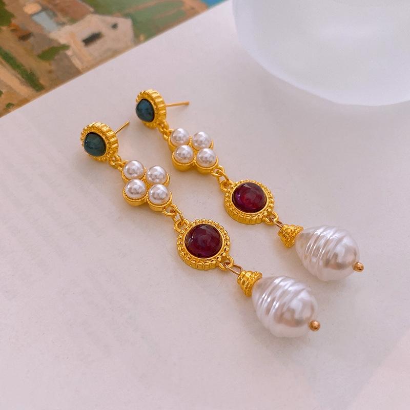 Elegant Knot Diamond Embedded Enamel Flower Earrings Vintage Court Style Women's Fashion Jewelry Personality Trend