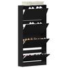 Shoe Cabinet with Shelf Black Oak Effect 80 x 21 x 163.5 cm