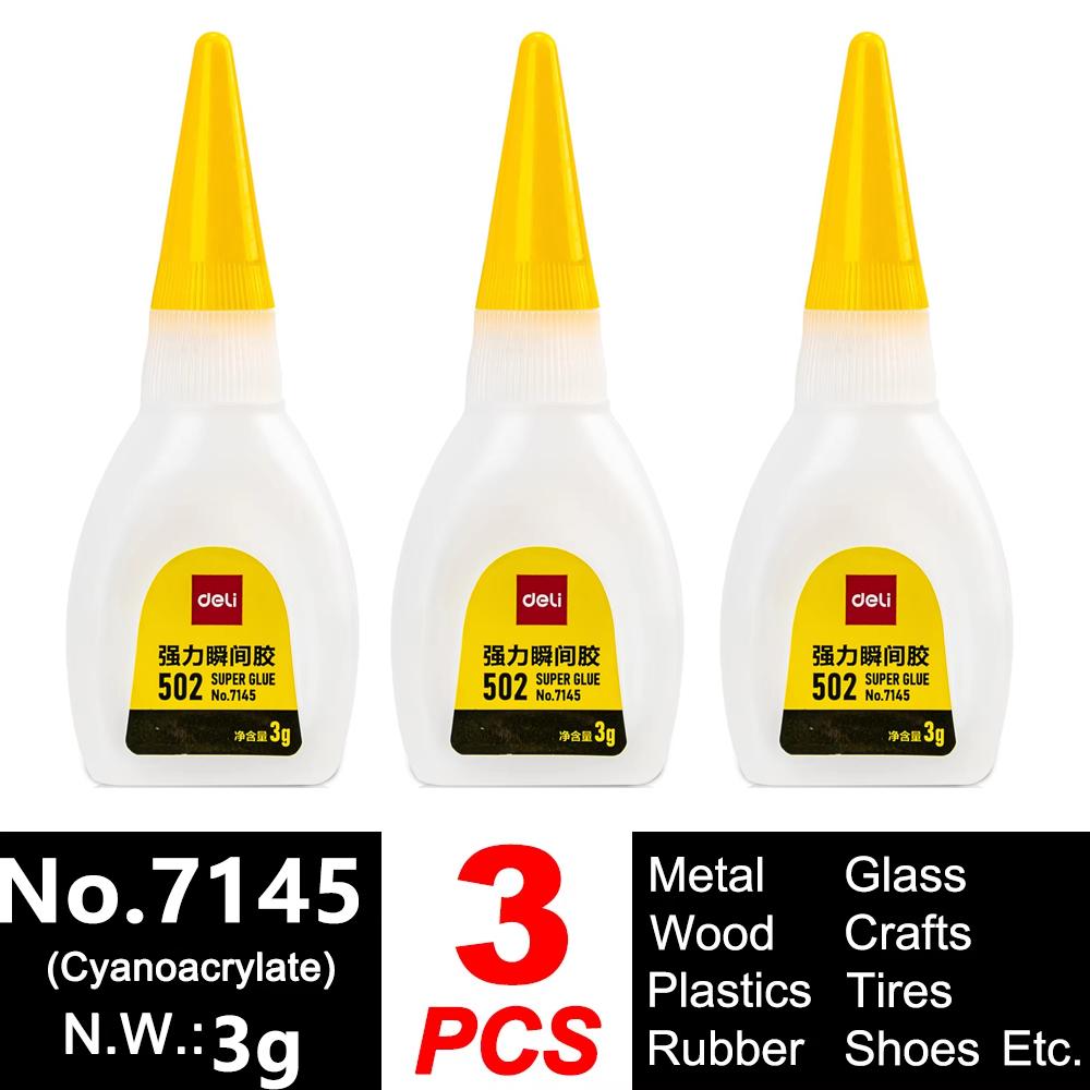 Deli 502 Super Glue Professional Strong Fast Instant Adhesive Cyanoacrylate Hardware Metal Cars Wood Craft Hobby Seconds Bond