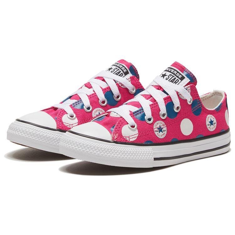 Converse Chuck Taylor All Star Low Top Kids Canvas Shoes Blue Pink Polka Dots Kids Sneakers 667598C