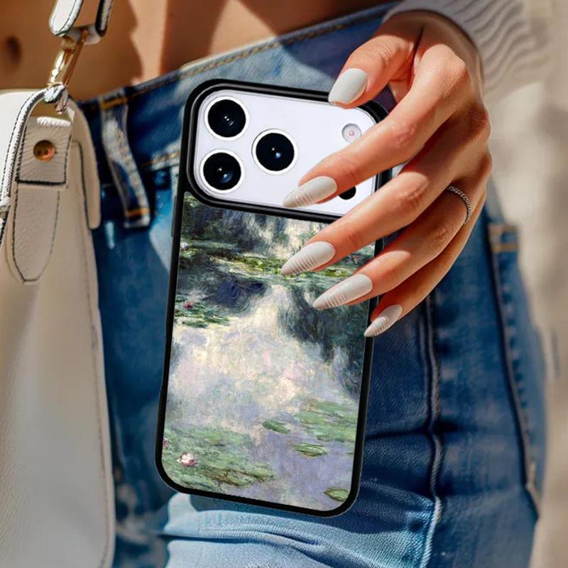 Monet Garden Lotus Phone Case For iPhone 17 Air 14 15 13 12 Max Cover For Apple 16e 11 Pro Max Plus Coque