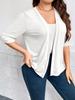 Plus Size Women's Mid-Sleeve Cardigan Jacket - Lightweight, Solid Color, 2026 New Arrival