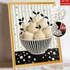 Unique 5D Framed Pearl Painting Kit with White Pear Fruit Bowl Pattern Sparkling Bead Art Canvas DIY Handmade Craft for Living Room Decor
