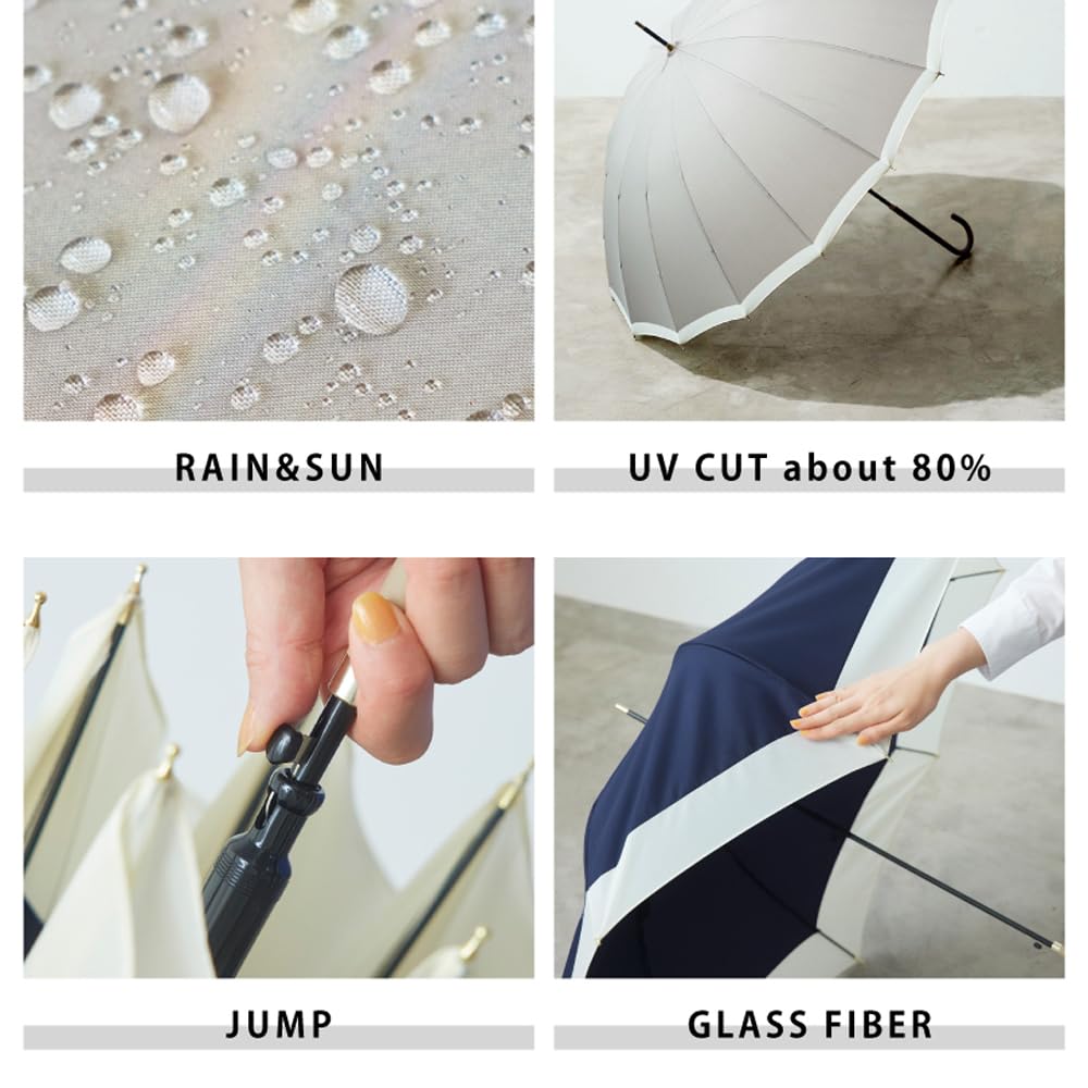 Because Long Umbrella 58cm UV Protection Rain Automatic Sun Suitable for Both Sun and Stylish Gray Design for Women Approx. 80% Umbrella, Opening,