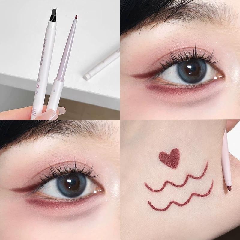 Eyeliner Gel Pen with Built-In Blade Brush ~ Colorful Eyeliner Pen in Blue, Red-Brown, Natural, Long-Lasting, Waterproof, and Sweat-Proof for Women