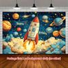 1 Piece of Birthday Happy Rocket Space Cartoon-themed Background Fabric Party Banner