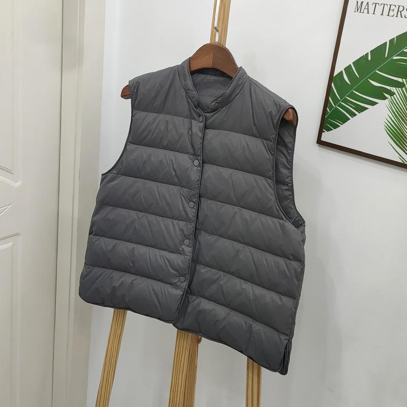 Γυναικείο Ελαφρύ Μπουφάν Πουπουλένιο 2025: Ζεστό, Αμάνικο, Όρθιος Γιακάς, Μοντέρνο Πουπουλένιο Πάπιας για Φθινόπωρο/Χειμώνα.