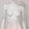 New Sexy Mesh Crop Tops For Women Summer Rhinestones Fashion Party Club See Through Fishnet Tank Hollow Out Backless Top