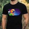 T-Shirt Men Rainbow Lory As Astronaut Motif Cotton Size XS To 5XL