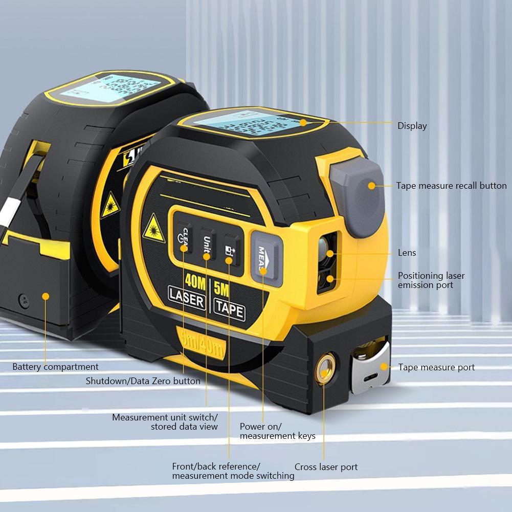3 in 1 Almighty Ruler LED Display Digital Measuring Tool Multi Function Rangefinder 5m for Building and Woodworking