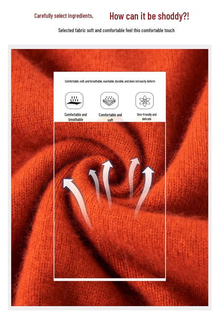 2024 Autumn/Winter Women's 100% Wool Loose Half-High Neck Knit Sweater