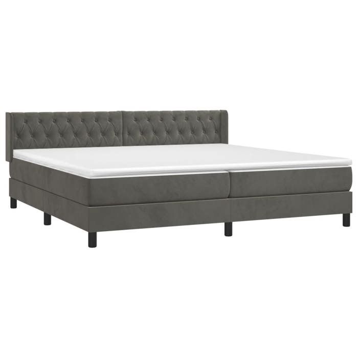 Maison Exclusive - Sommier à lattes de lit et matelas Gris foncé 200x200cm Velours