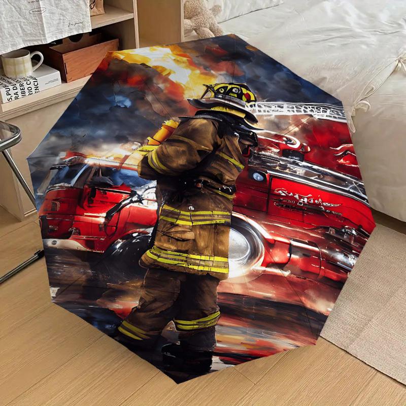 1PC firefighter firetruck Umbrella-8-Rib Reinforced, Automatic Open, Lightweight & Durable, Fashion Accessory for Outdoor-D393