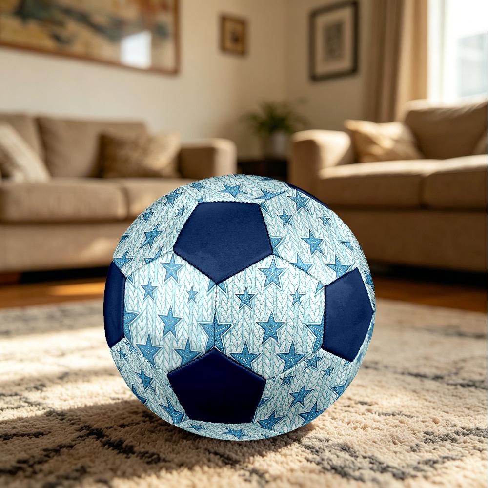 1pc Blue Starfish Knit Durable Soccer Ball/Football, Size 5, Perfect for Training, Entertainment And Competition,Gift Yy26060676