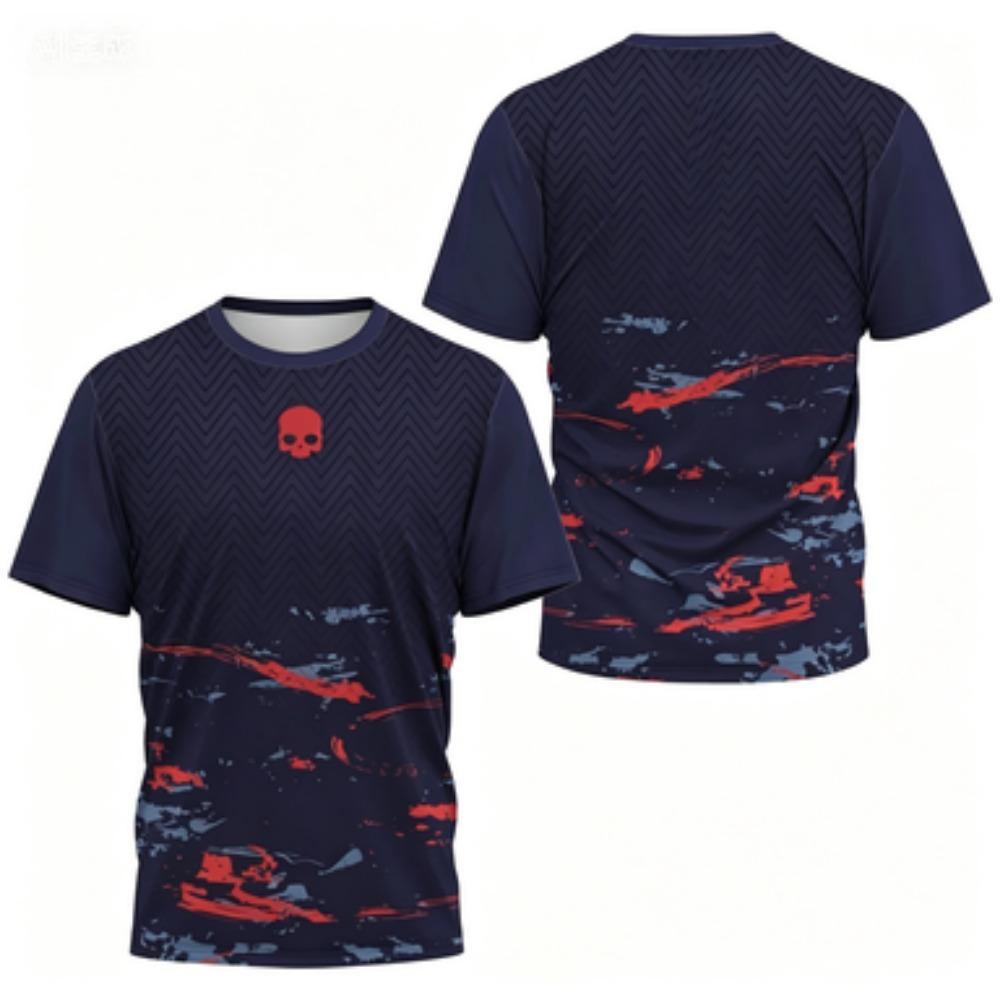Men's T-shirt Round Neck Short Sleeved Color Printed Tennis Running Casual and Comfortable Outdoor Sportswear Top