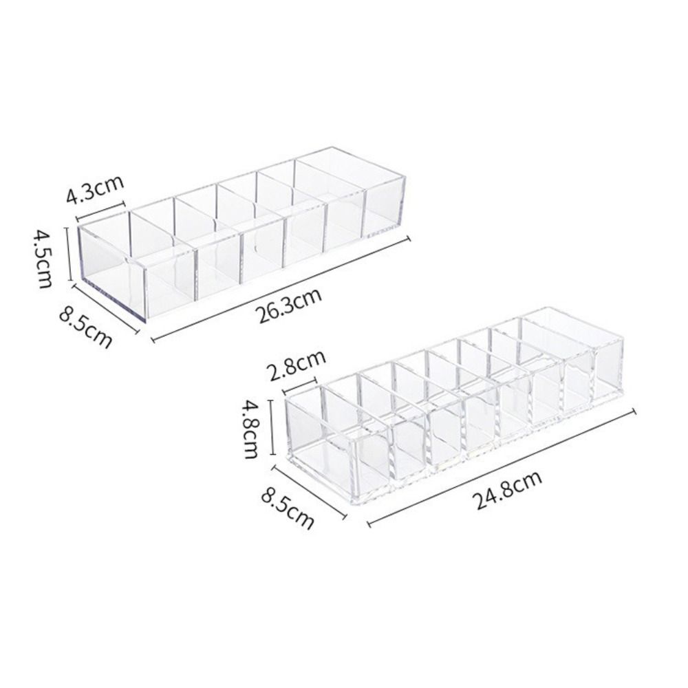 Transparent Makeup Display Stand 6/8-Slot Design Clear Cosmetics Storage Organizer Compartment Compact Storage