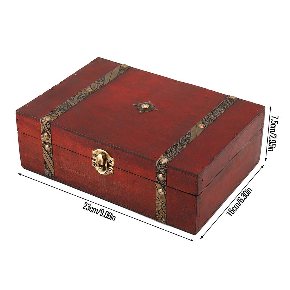 Wooden Vintage Treasure Chest Coin Jewellery  Storage Box With Lock Pirate Gift Boxes Organizer Container Decorative Gift