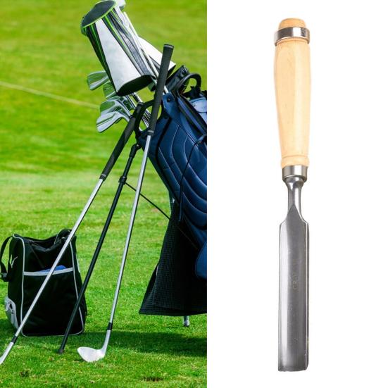 Golf Club Handle Tape Removal Stick with Wooden Handle Stainless Steel Golf Grip Tape Remover Graphite/Steel Shaft Tape Stripper