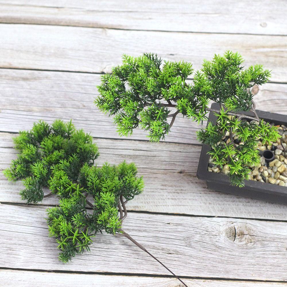Green Artificial Pine Green Branch Handmade Fake Pine Leaves Simulation Pine Branch  Party Decor
