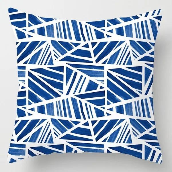 Modern Navy Blue Geometric Cushion Cover Nordic Abstract Marble Throw Pillow Case For Sofa Living Room Home Decor 40X40Cm