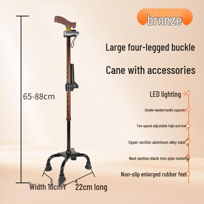 Adjustable Multi-Leg Anti-Slip Cane with LED Light for Seniors