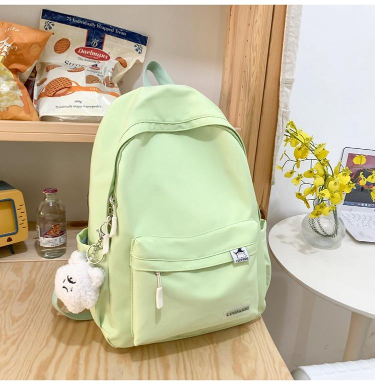 Schoolbag Female Students High School Students Solid Color Backpack