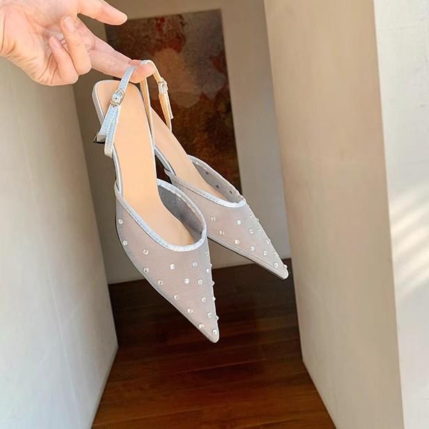 Grape mother summer new high-heeled sandals women's high-end sense summer not tired feet pointed single shoes casual breathable women's shoes