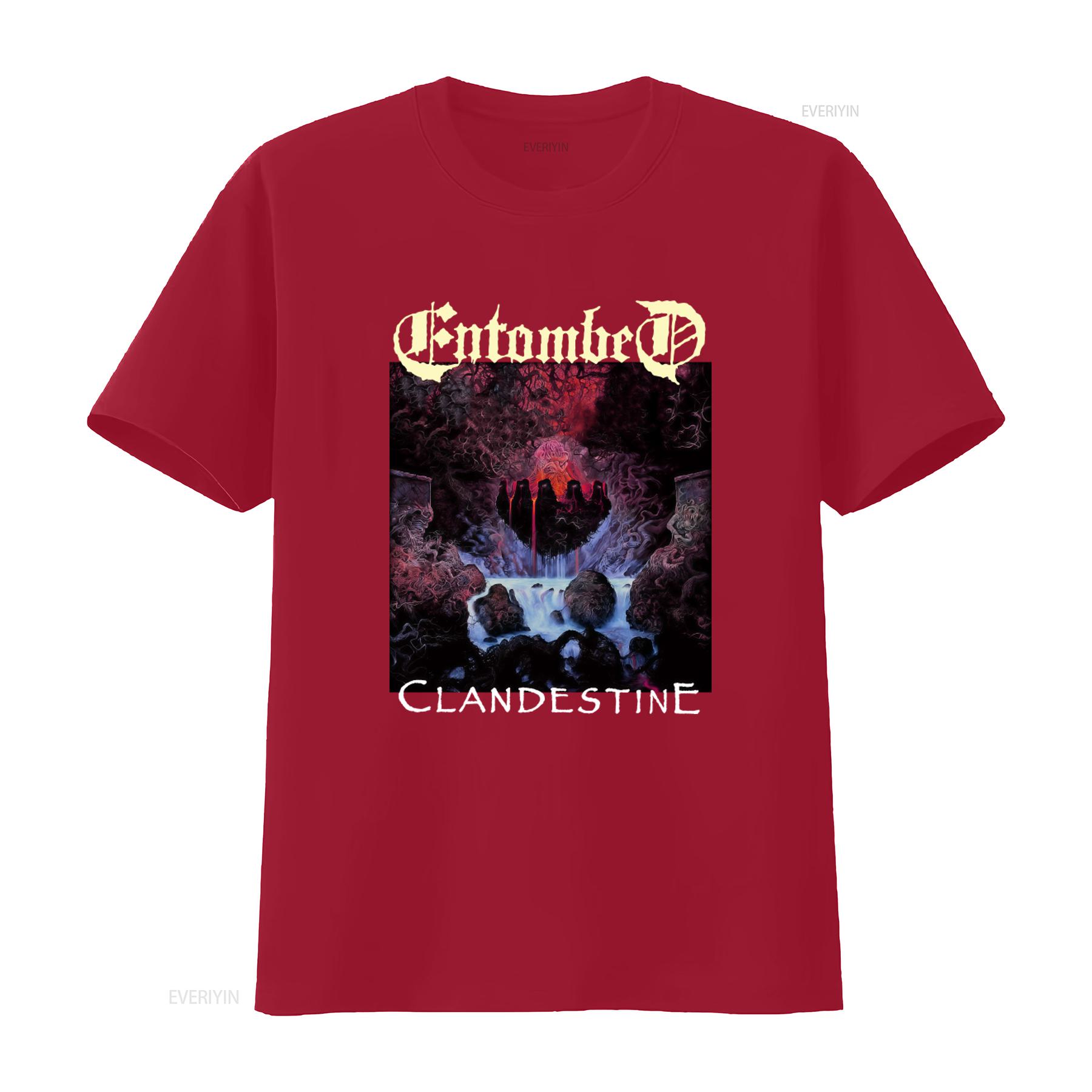 Entombed Clandestine Death Metal T Shirt Grave Dismember Unleashed Pestilence Design vintage Washed homme graphic fashion S