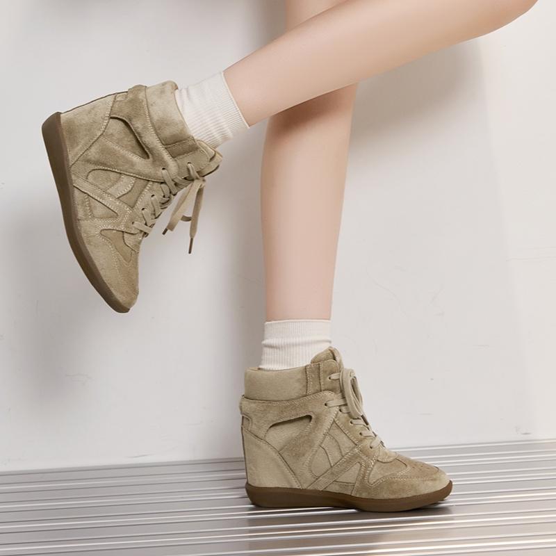 Damen High Top Sneaker Antirutsch Bequeme Knöchelhohe Stiefel und Kurze Stiefel Damen Unsichtbar Höhensteigernde Damenschuhe