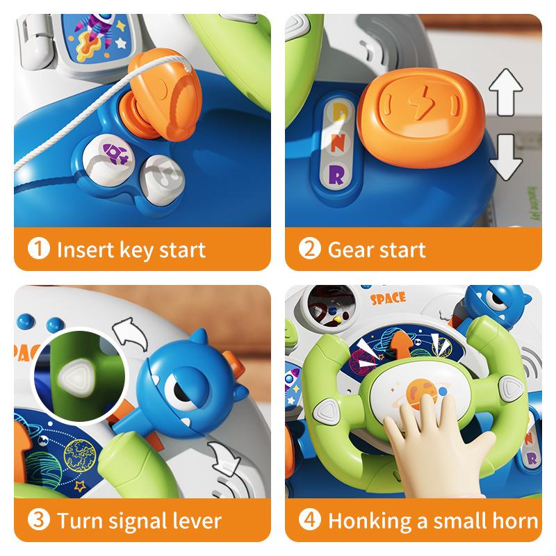 Baby Toy Space Rocket Steering Wheel Baby Child Simulation First Officer Music Car Steering Wheel Early Education Toy