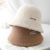 Ightweight Warm Knitted Wool Bucket Hat for Women, Fisherman's Hat with Ribbed Pattern for Autumn & Winter