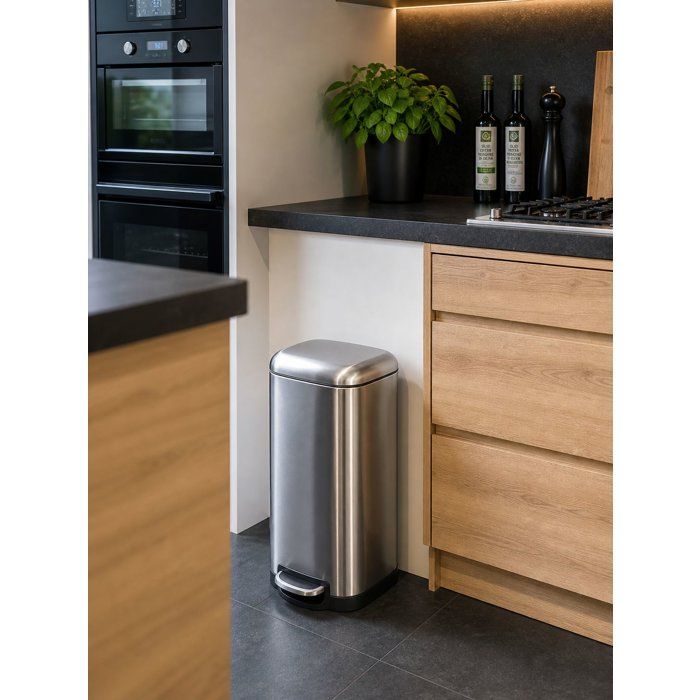 KITCHEN MOVE Fuller Poubelle de cuisine étroite à pédale - Acier - 40L