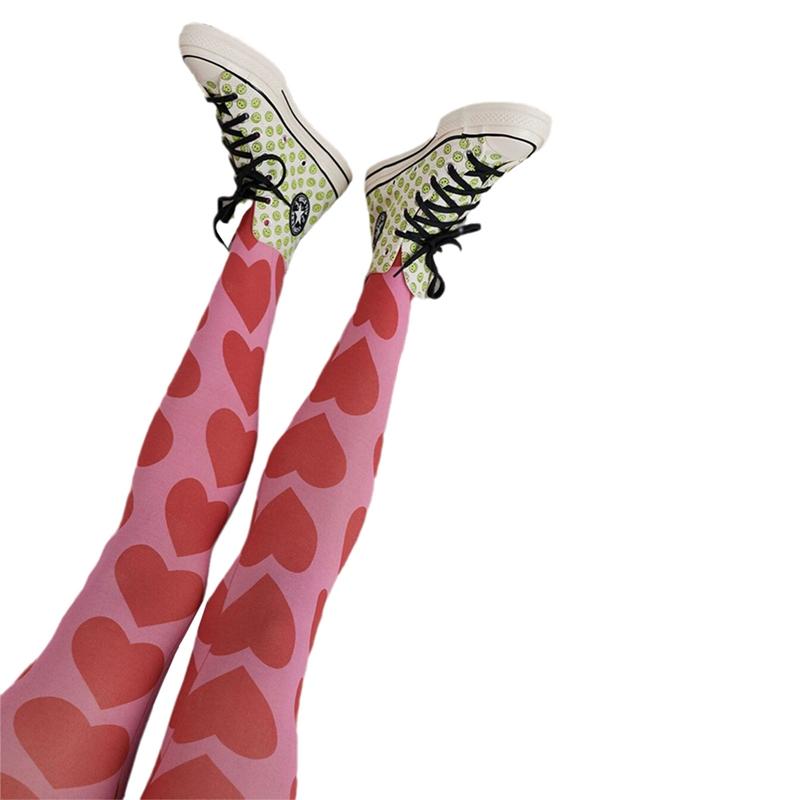 

Женские узорчатые колготки Y2k Эстетика Тай-дай Прозрачные колготки Фанковый принт Вырезы Сетка Чулки Леггинсы Гранж Уличная одежда One Size