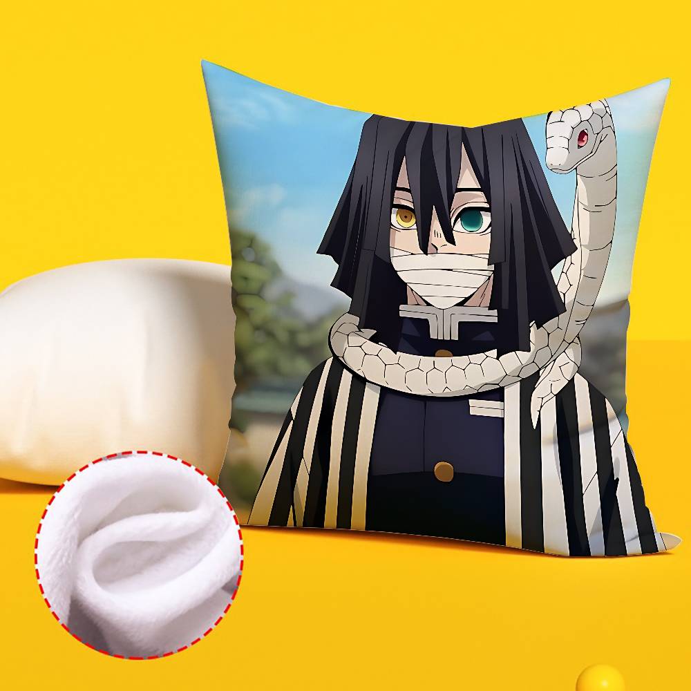 Cool Iiguro Obanai Pillow Case Cushion Cover Soft Cute Throw Pillow Case For Car Sofa Pillowcase Polyester With Zipper