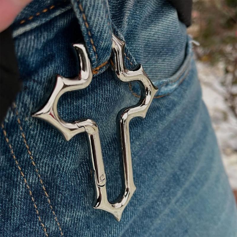 Zinc Alloy Bag Charm Trinkets Keychain Cross Carabiner Keychain Camping Hiking Outdoor Climber Waist Pendant Accessories Gift