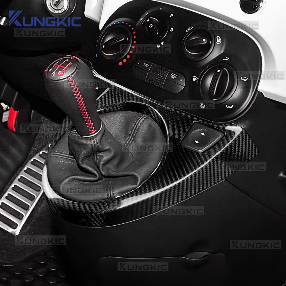 For Abarth 595/695/Fiat 500 C 2012-2015 Fiat 500 2008-2015 Real Hard Dry Carbon Fiber Sticker LHD RHD AT/MT Car Gear Shift Trim