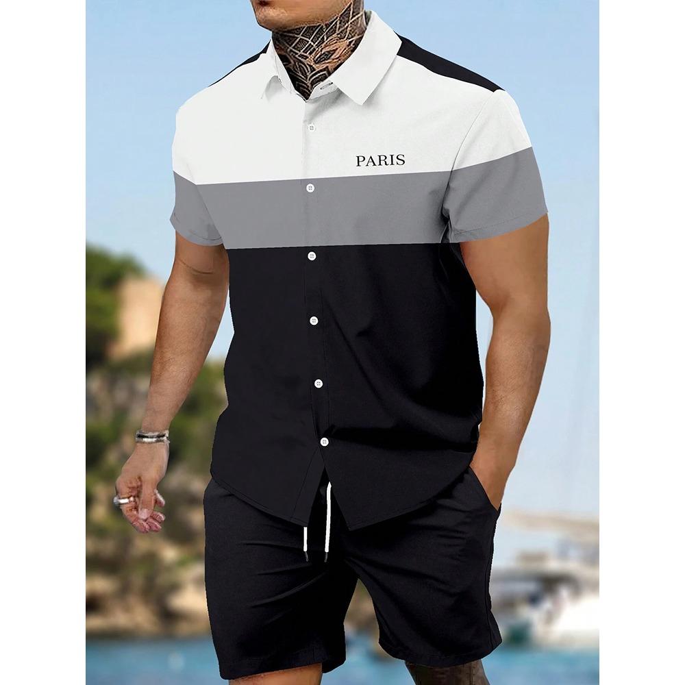 2026 Summer New Men's Short-sleeved Shirt And Beach Shorts Set Running Men's Shorts Everyday Urban Fashion Men's Casual Shirt