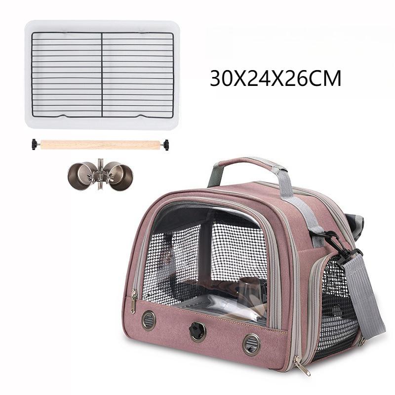 Portable Parrot Bag Bird Bag Breathable Bird Cage Porous Handbag with Tray Cup-eating Birdcage Bird Cage Pet Parrot Carrier Bag