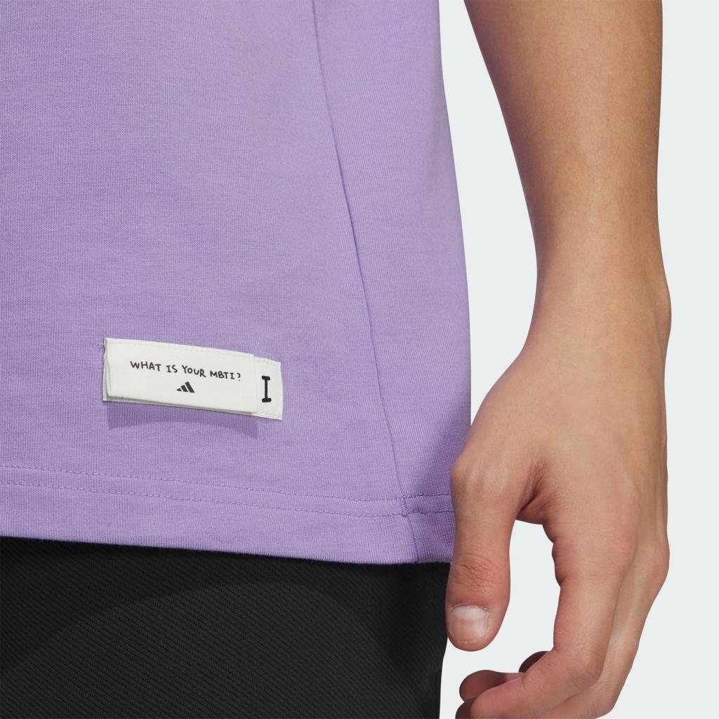 Adidas Back Graphic Pattern Ribbed Crew Neck Pullover Sports Casual Loose Short Sleeve T-Shirt Men T-Shirt Light-Purple JP4583