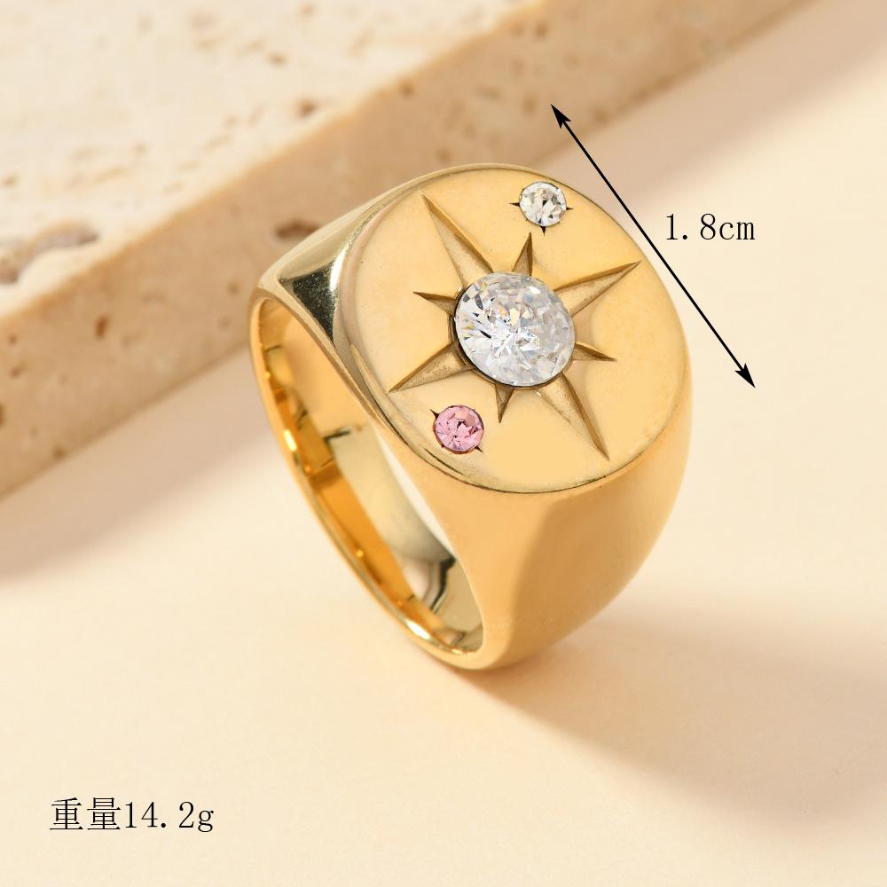 New Hot Selling Personalized Fashion Light Luxury Design Round Octagonal Star Ring
