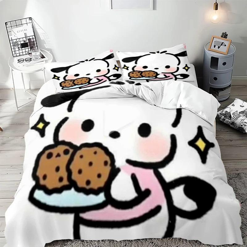 Sanrio Bedding Sets Pochacco Cartoon Comforter Cover Bed Cover Duvet Cover Pillow Case 2-3 Pieces Sets Kids Adult Size