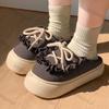 Fashion Women Cute Bowtie Mary Jane Cotton Slippers 2025 Winter Soft Thick Bottom Outdoor Slippers Woman Non-Slip Flat Heels House Shoes