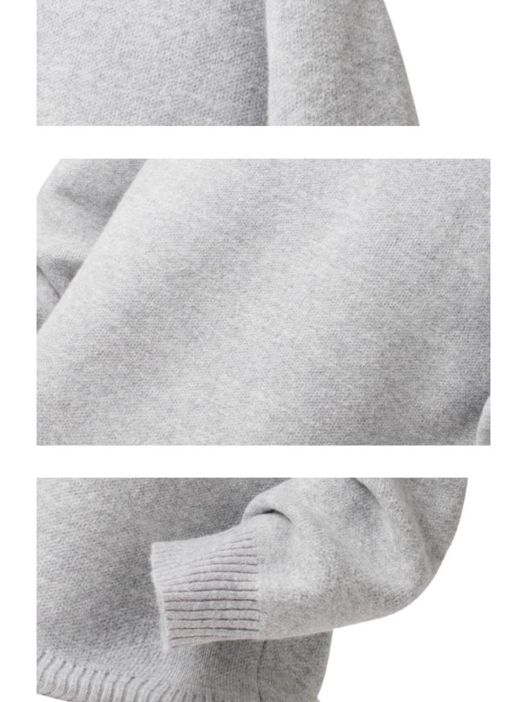 סוודר סריג גברים בצבע אחיד עם צווארון עגול - כתף ירודה, חם, רב-תכליתי, סגנון עצלני, ביגוד חיצוני מעובה לאביב ולסתיו.