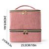 Modern Minimalist Double Layer Large Capacity Makeup Organizer For Travel And Home Use