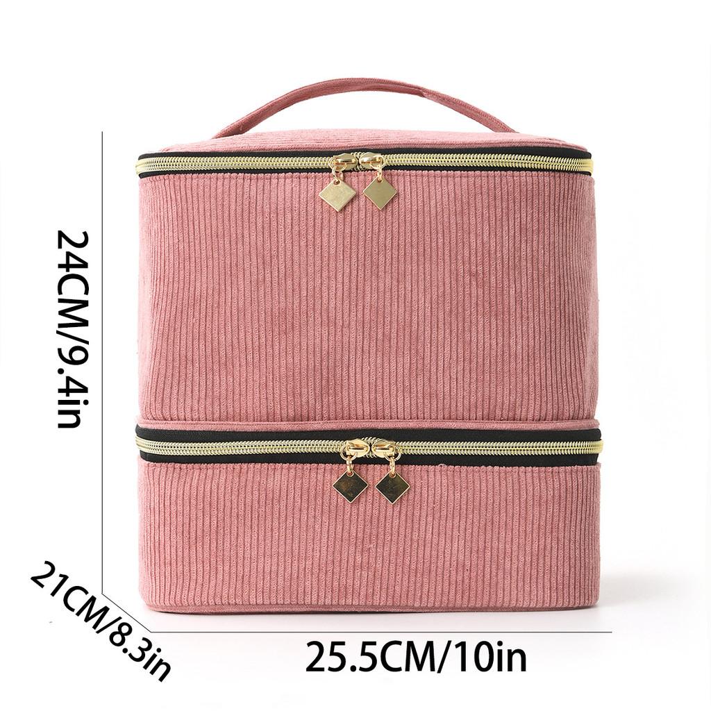 Modern Minimalist Double Layer Large Capacity Makeup Organizer For Travel And Home Use
