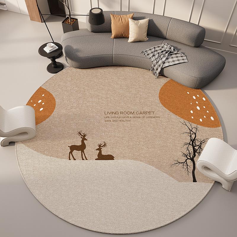 Zen-Stijl Woonkamer Tapijt Ronde Bank Salontafel Slaapkamer Nachtkastje Tapijt Luxe En Artistieke Stijl Vloermat Home Deco 120X120CM (3.9X3.9FT