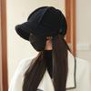 Winter Hat Women's Japanese Plush Big Head Circumference Octagonal Hat Plush Warm Face Small Cap Tide