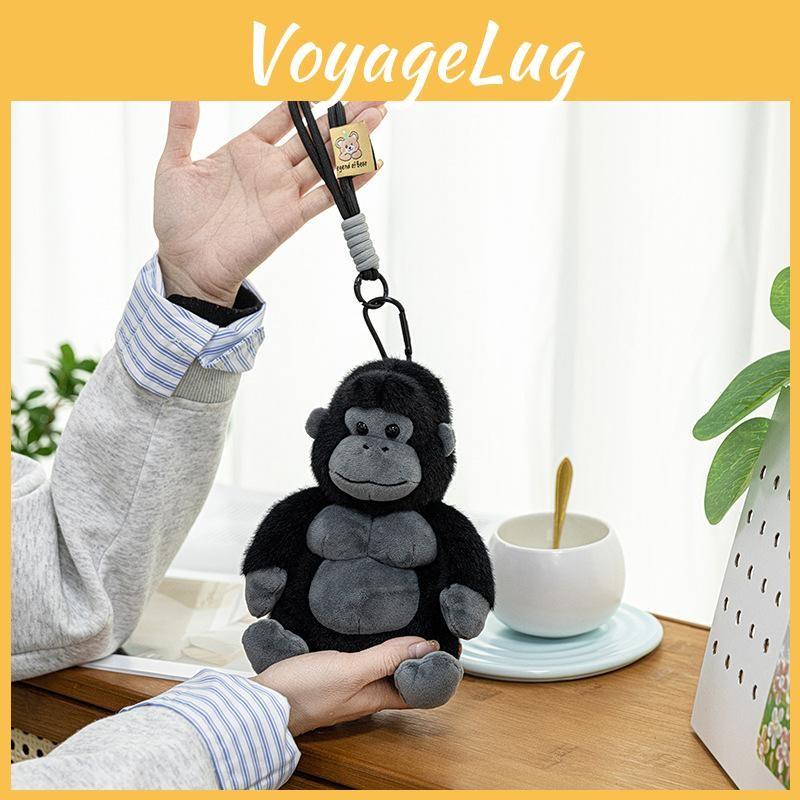 Cartoon Lying Cute Posture Black Gorilla Plush Toy Pendant For Bag Decoration