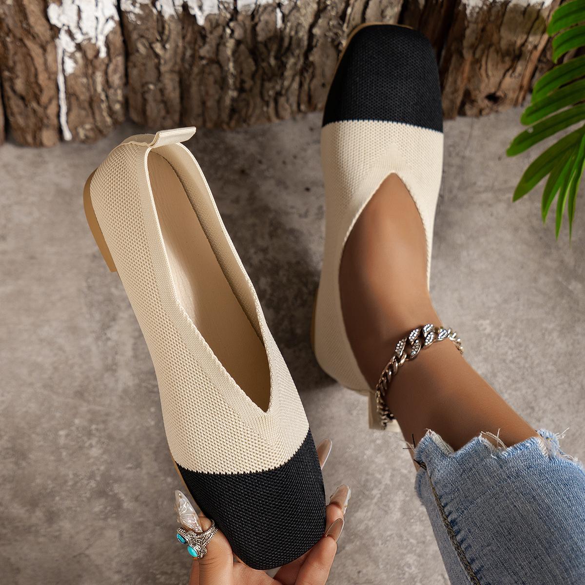 

2025 Мягкая подошва Туфли Bean Bean Женские плоские трикотажные дышащие туфли Fly Weave Slip-On Повседневные туфли Удобные весенне-летние туфли на плоской подошве 42 белый